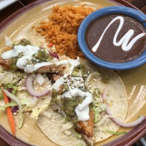 Gluten-free tacos with rice and beans from Zolo Grill